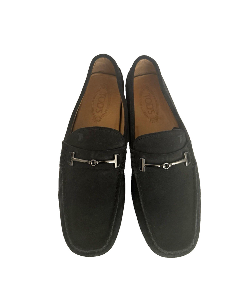 Tod's Gommino Driving Mocassin Bit Loafers Men's 8.5-9.5 Gray- Blue Suede Italy